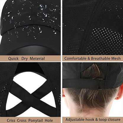 Women's ponytail baseball cap, adjustable summer cap in quick-drying breathable mesh, unisex baseball cap, V1188-MS-313-0739