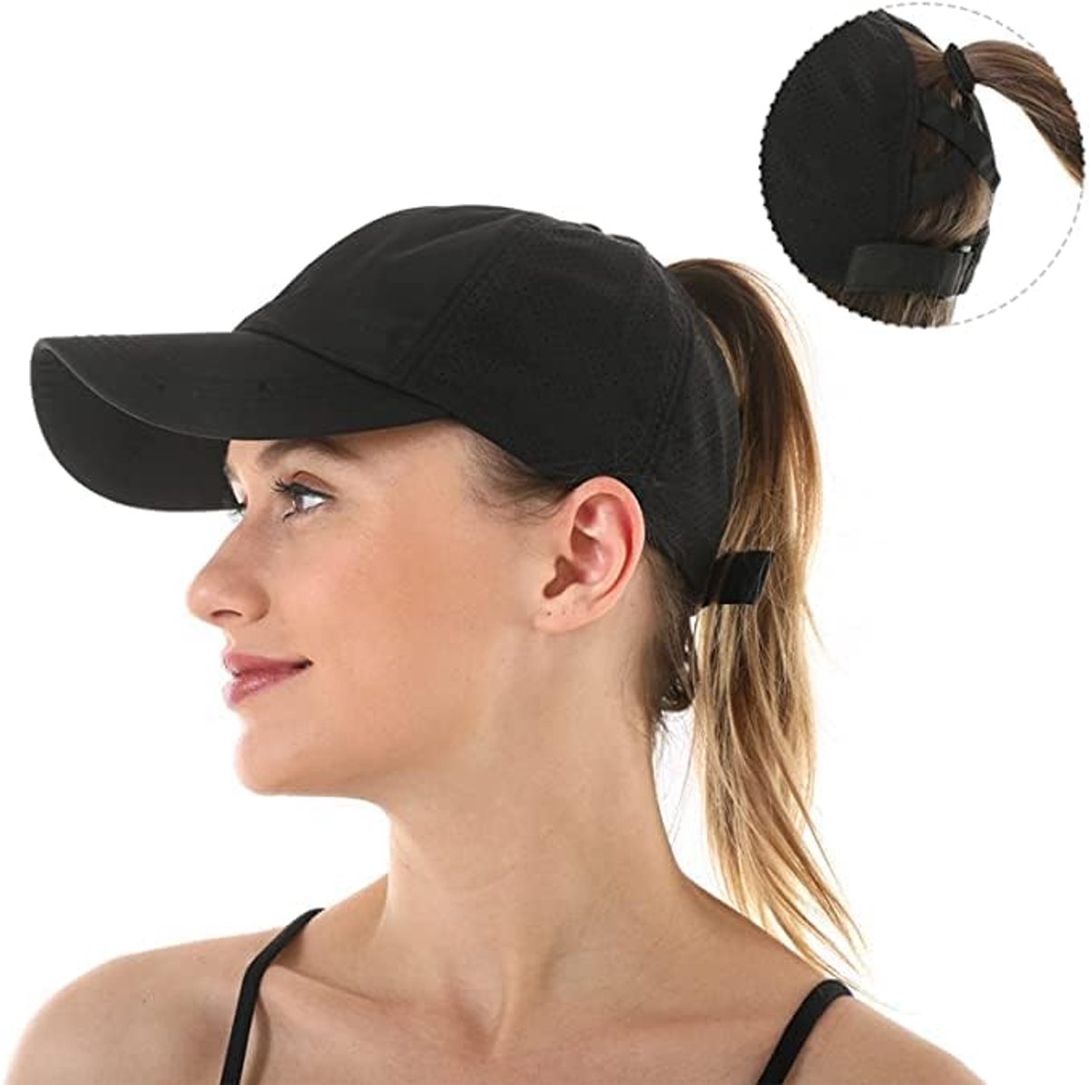 Women's ponytail baseball cap, adjustable summer cap in quick-drying breathable mesh, unisex baseball cap, V1188-MS-313-0739