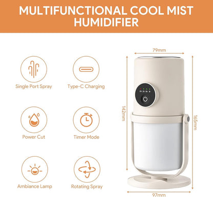 Humidifiers - Bedroom Humidifier - Cool Mist Humidifier - 280ml USB Desktop Humidifier with Night Light for V1188-MS-313-0741