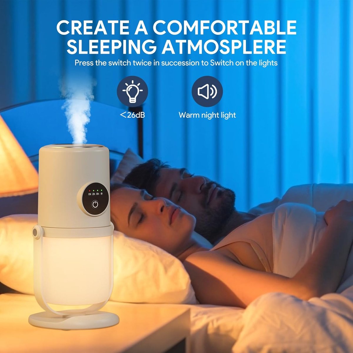 Humidifiers - Bedroom Humidifier - Cool Mist Humidifier - 280ml USB Desktop Humidifier with Night Light for V1188-MS-313-0741