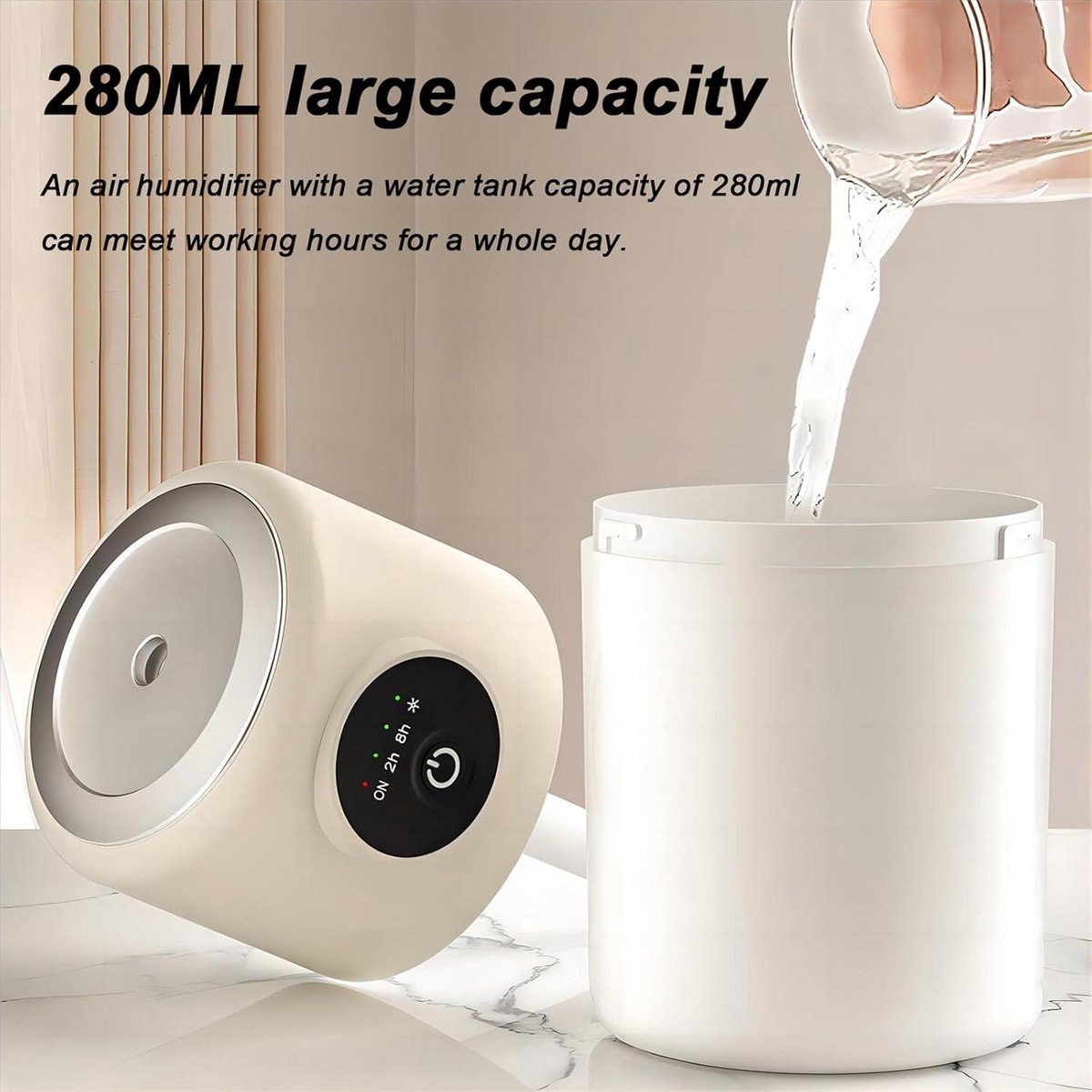 Humidifiers - Bedroom Humidifier - Cool Mist Humidifier - 280ml USB Desktop Humidifier with Night Light for V1188-MS-313-0741
