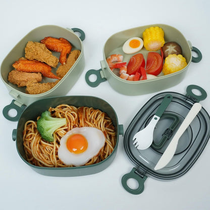 Lunch Box - Bento Box with Cutlery - 3-Layer 2000ml Lunch Box - Insulated Lunch Box for Adults and Children, V1188-MS-313-0746