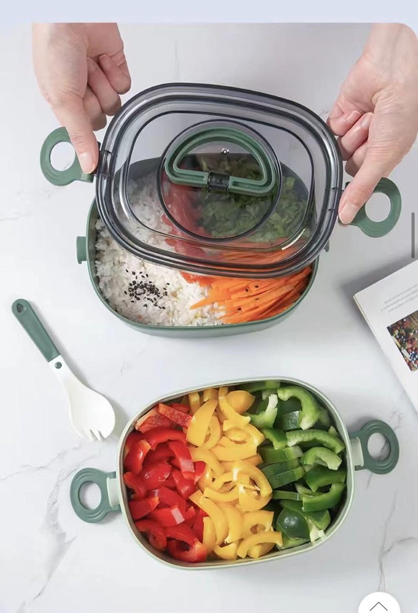 Lunch Box - Bento Box with Cutlery - 3-Layer 2000ml Lunch Box - Insulated Lunch Box for Adults and Children, V1188-MS-313-0746