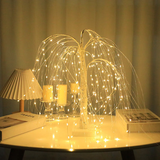 Elegant 50cm tall LED willow lamp with 7 modes - for living room and bedroom - Dual Power (USB and battery), V1188-MS-313-0749