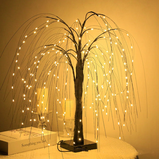 Elegant 50cm tall LED willow lamp with 7 modes - for living room and bedroom - Dual Power (USB and battery), V1188-MS-313-0750