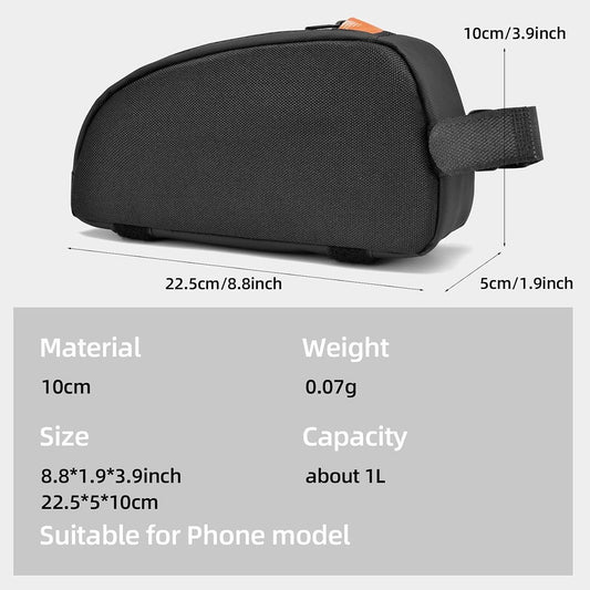 Waterproof bicycle bag for front frame, bicycle bag for top tube, suitable for road bikes, mountain bikes, V1188-MS-313-0753