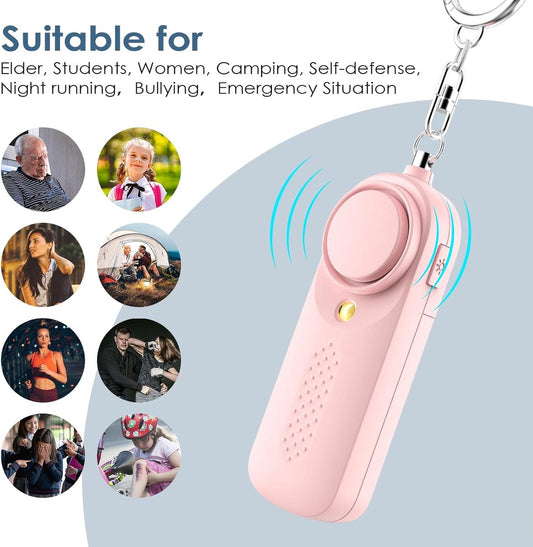 Personal alarm - 130 dB - Security siren - Self-defense siren - With LED light-up keychain - For children, V1188-MS-313-0758