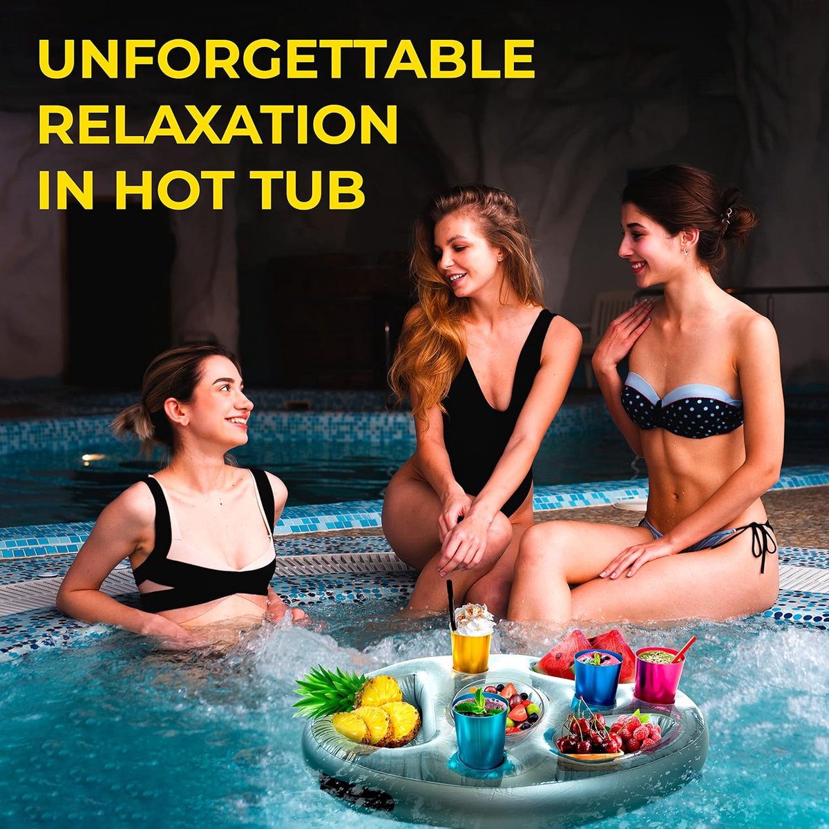 Inflatable pool party floats - Floating pool cup holder - Pool accessories - Silver V1188-MS-313-0776