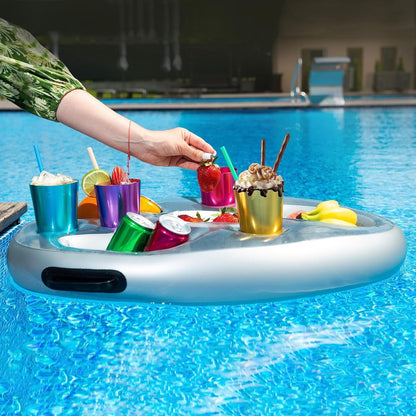 Inflatable pool party floats - Floating pool cup holder - Pool accessories - Silver V1188-MS-313-0776