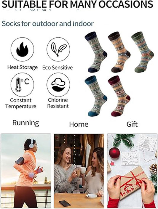 Socks - Women's Socks - Indoor Socks - Warm Winter Socks - Women's Round Neck Winter Socks - Warm and Thick V1188-MS-313-0778