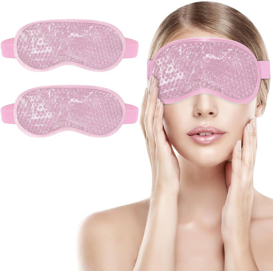 Cooling Eye Masks - Set of 2 - Sleep Eye Masks - Can be used hot or cold - Reusable hot and cold therapeutic V1188-MS-313-0781