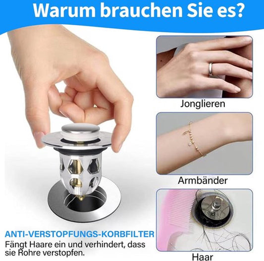 Pop-on sink drain plug - Drain stopper - Drain strainer - Hair catcher - Sink - Drain plugs - Sinks - V1188-MS-313-0788