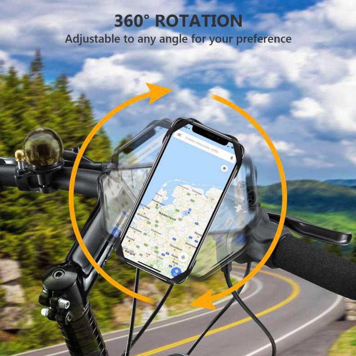 Universal bicycle phone mount, removable, 360-degree adjustable, for smartphones from 4.5 to 0 inches V1188-MS-313-0789