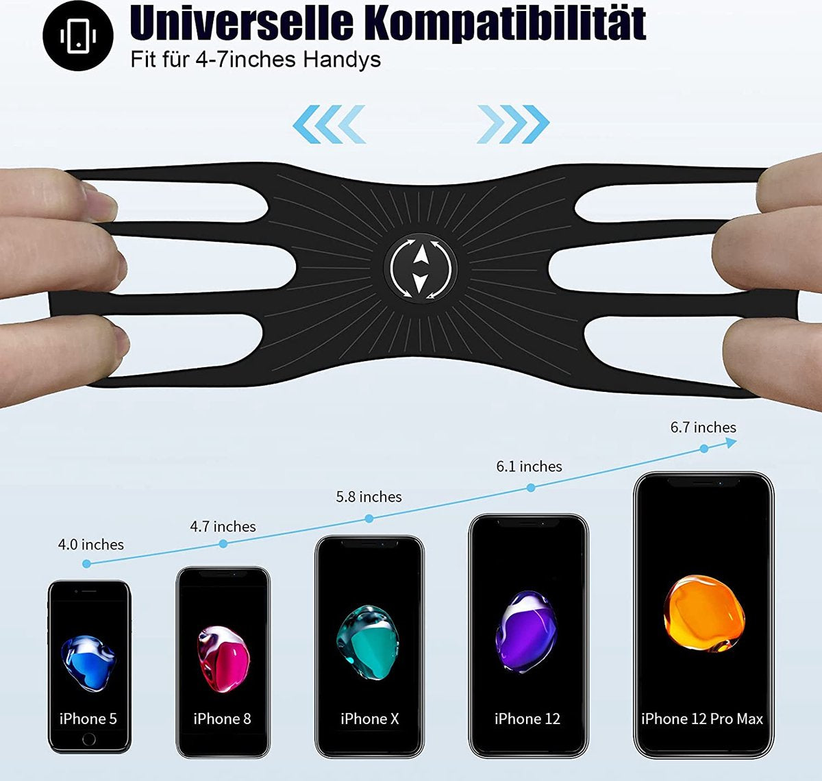Universal bicycle phone mount, removable, 360-degree adjustable, for smartphones from 4.5 to 0 inches V1188-MS-313-0789