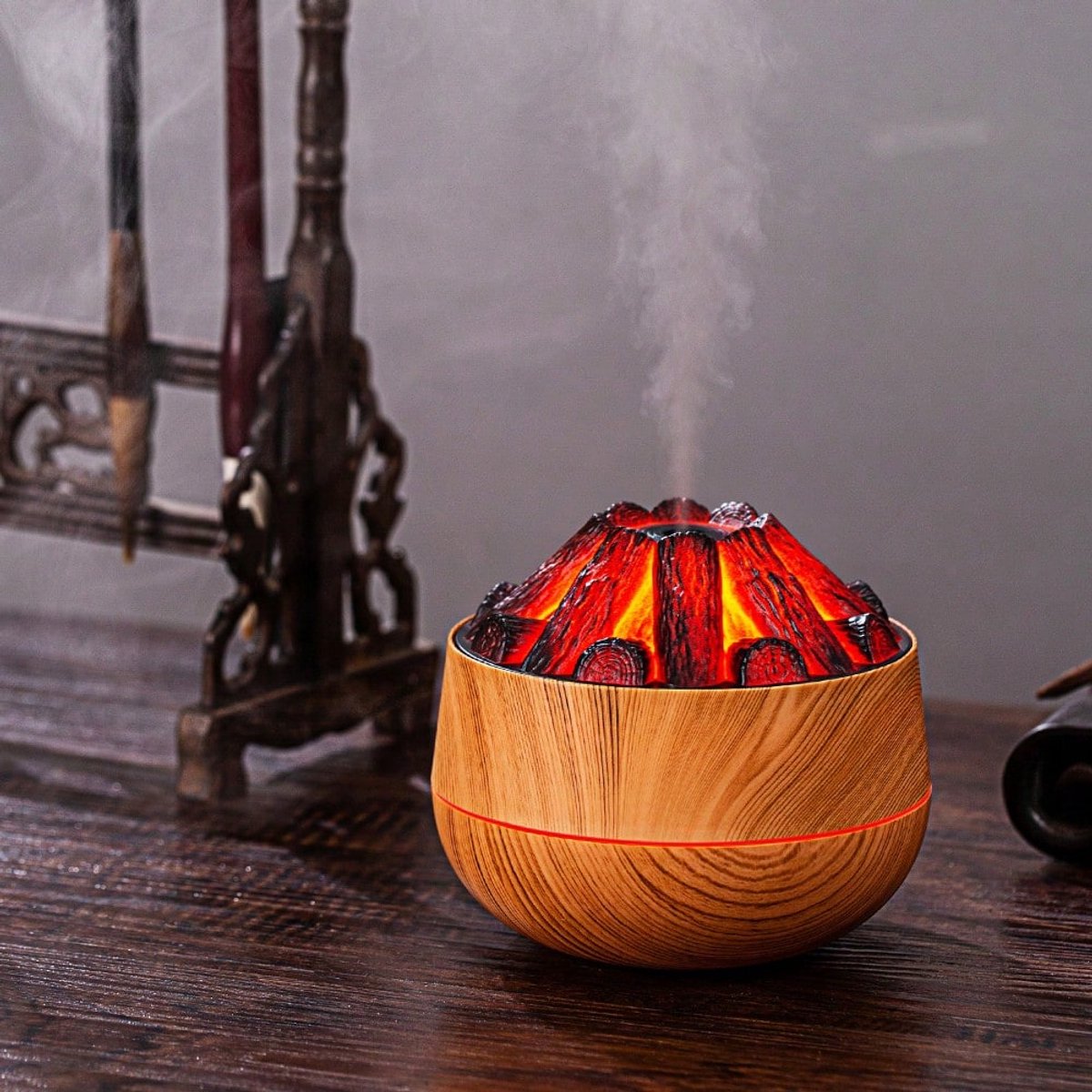 Aromatherapy Air Humidifier - Flame Effect Aromatherapy Diffuser - 300ml - Bedroom Humidifier - Campfire V1188-MS-313-0791