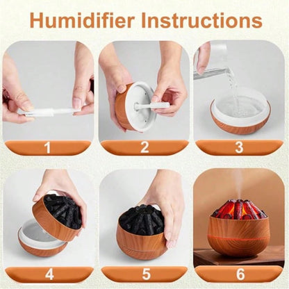 Aromatherapy Air Humidifier - Flame Effect Aromatherapy Diffuser - 300ml - Bedroom Humidifier - Campfire V1188-MS-313-0791