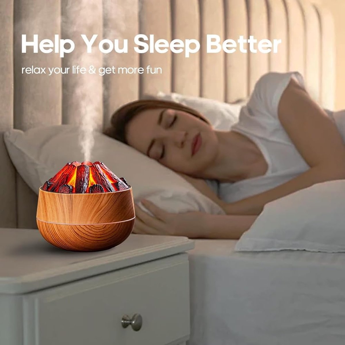 Aromatherapy Air Humidifier - Flame Effect Aromatherapy Diffuser - 300ml - Bedroom Humidifier - Campfire V1188-MS-313-0791