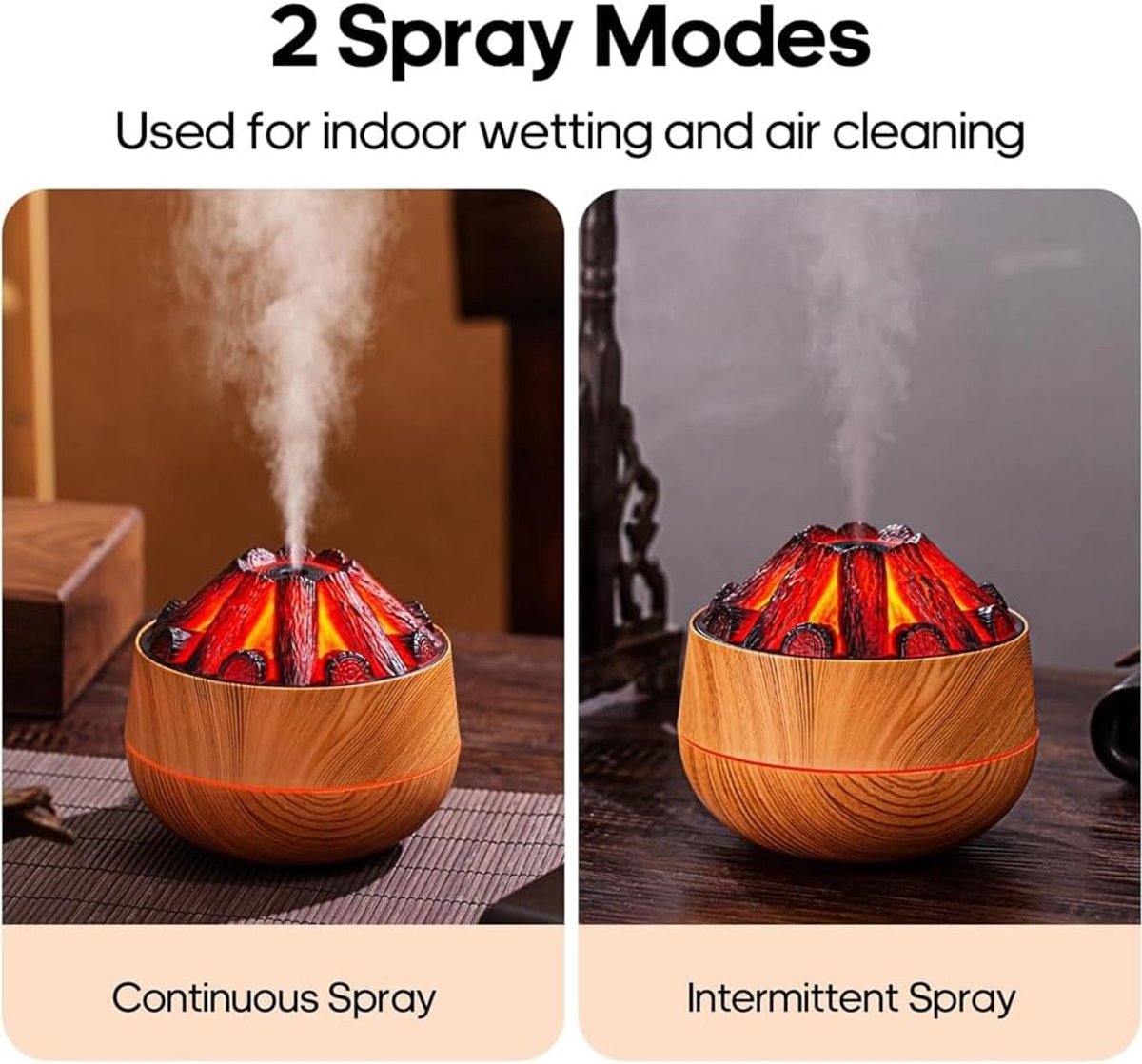Aromatherapy Air Humidifier - Flame Effect Aromatherapy Diffuser - 300ml - Bedroom Humidifier - Campfire V1188-MS-313-0791