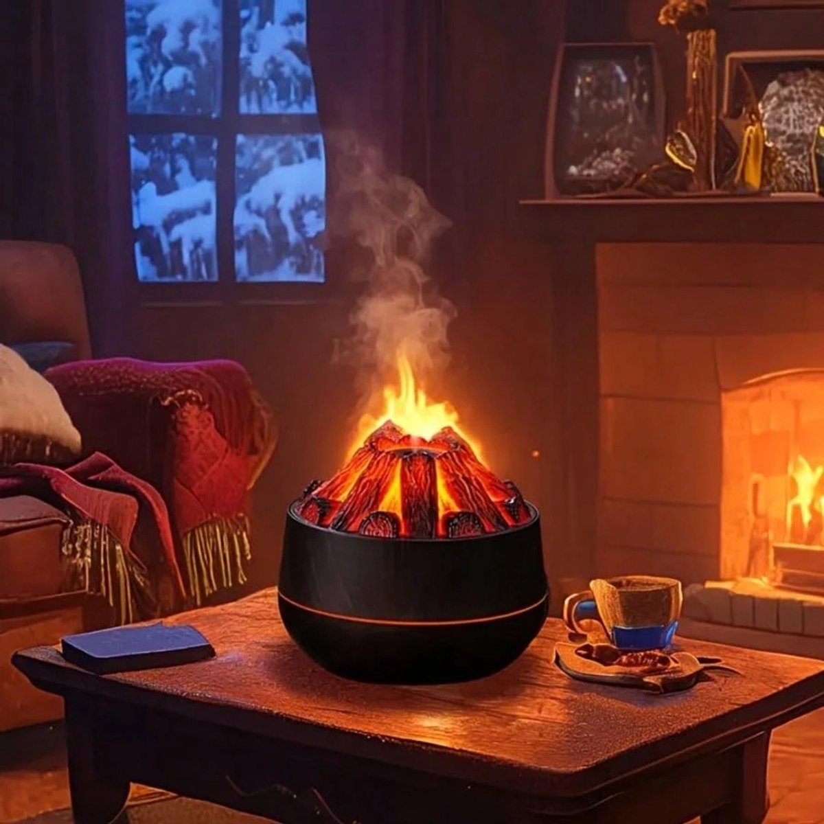Aromatherapy Air Humidifier - Flame Effect Aromatherapy Diffuser - 300ml - Bedroom Humidifier - Campfire V1188-MS-313-0792