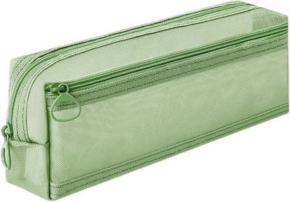 Double-layer mesh pencil case, large capacity pencil case, transparent pencil case for students, green V1188-MS-313-0793