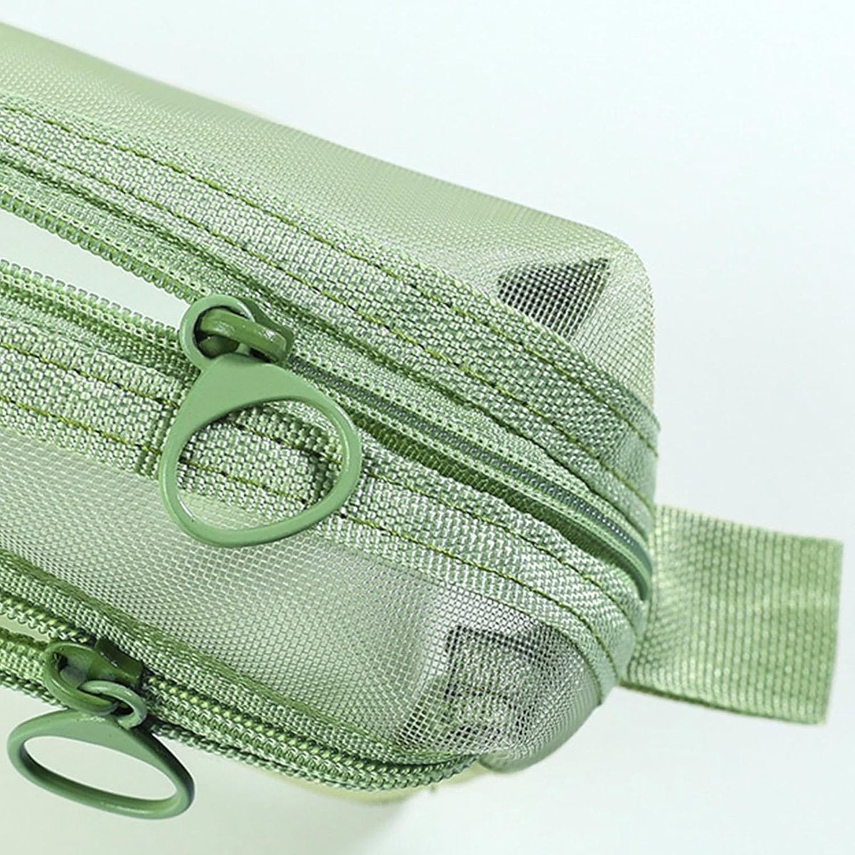 Double-layer mesh pencil case, large capacity pencil case, transparent pencil case for students, green V1188-MS-313-0793