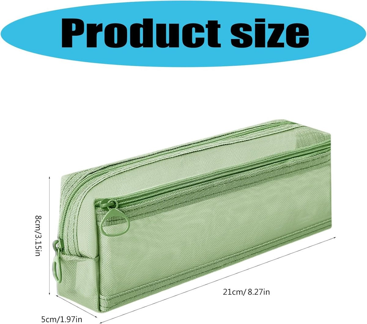 Double-layer mesh pencil case, large capacity pencil case, transparent pencil case for students, green V1188-MS-313-0793
