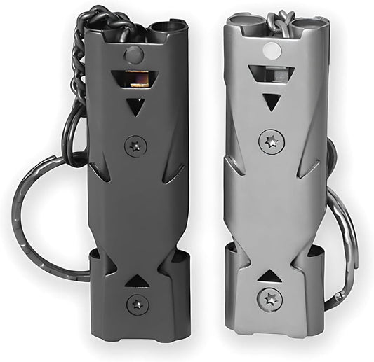 Survival Whistle - Keychain - Dog Training Clicker - Easy to Use - Waterproof - Stainless Steel - 2 Pieces - V1188-MS-313-0794