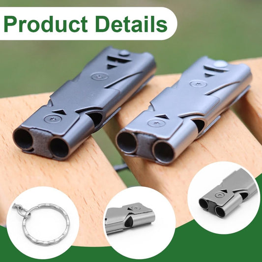 Survival Whistle - Keychain - Dog Training Clicker - Easy to Use - Waterproof - Stainless Steel - 2 Pieces - V1188-MS-313-0794