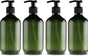 Set of 4 pump bottles 500 ML, green transparent plastic soap dispenser, refillable shampoo bottle. V1188-MS-313-0795