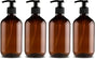 Set of 4 pump bottles 500 ML, transparent brown plastic soap dispenser, refillable shampoo bottle. V1188-MS-313-0797
