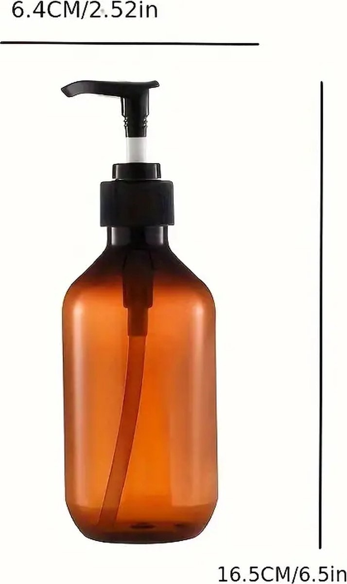 Set of 4 pump bottles 500 ML, transparent brown plastic soap dispenser, refillable shampoo bottle. V1188-MS-313-0797