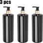 Set of 3 pump bottles, 500 ML, plastic soap dispenser, black/gold color, refillable shampoo bottle. V1188-MS-313-0798