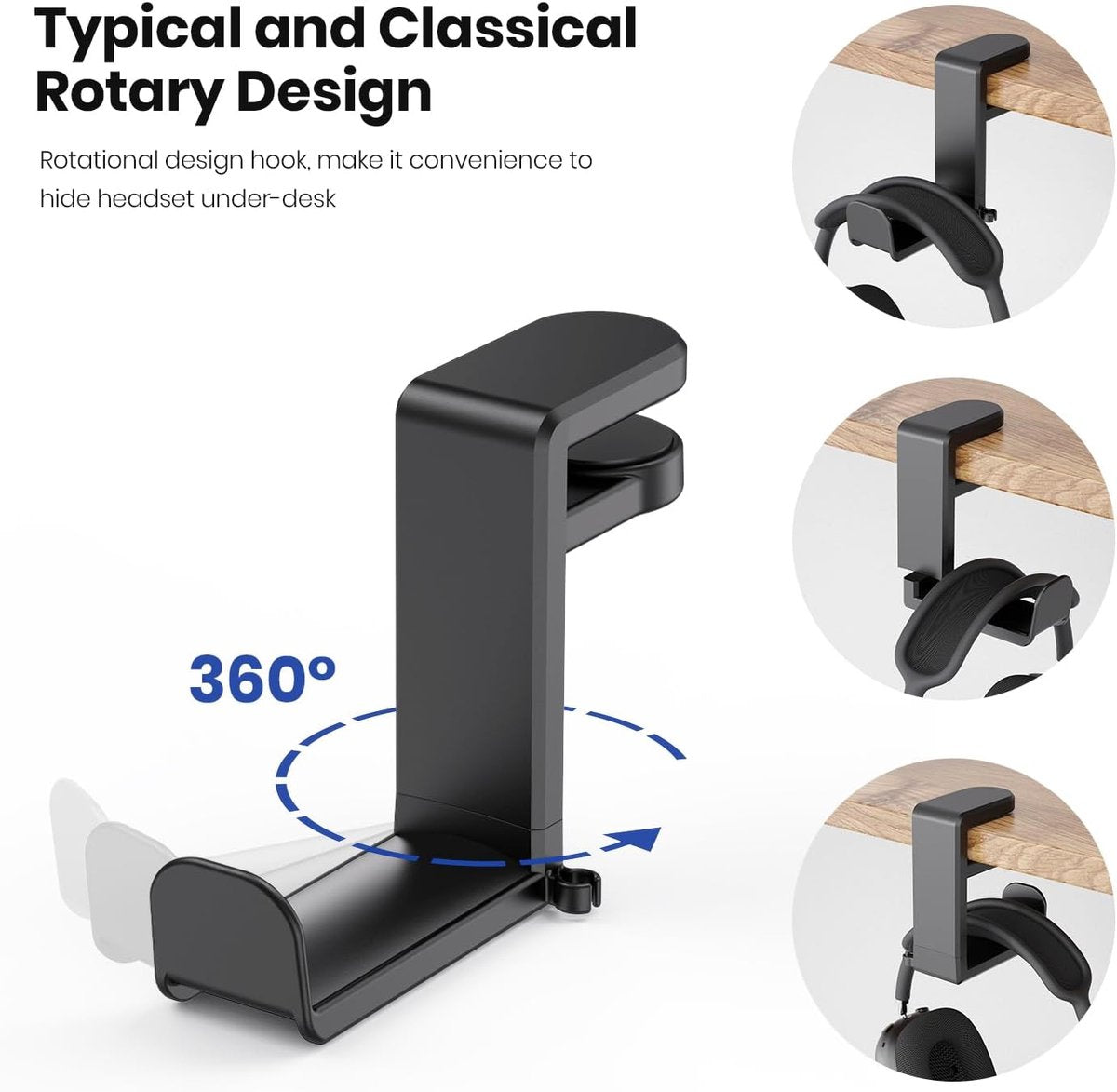 Headset Stand - Headset Holder - Rotating Headset Stand - Gaming Headset Stand - With 360-Degree Rotation and V1188-MS-313-0801
