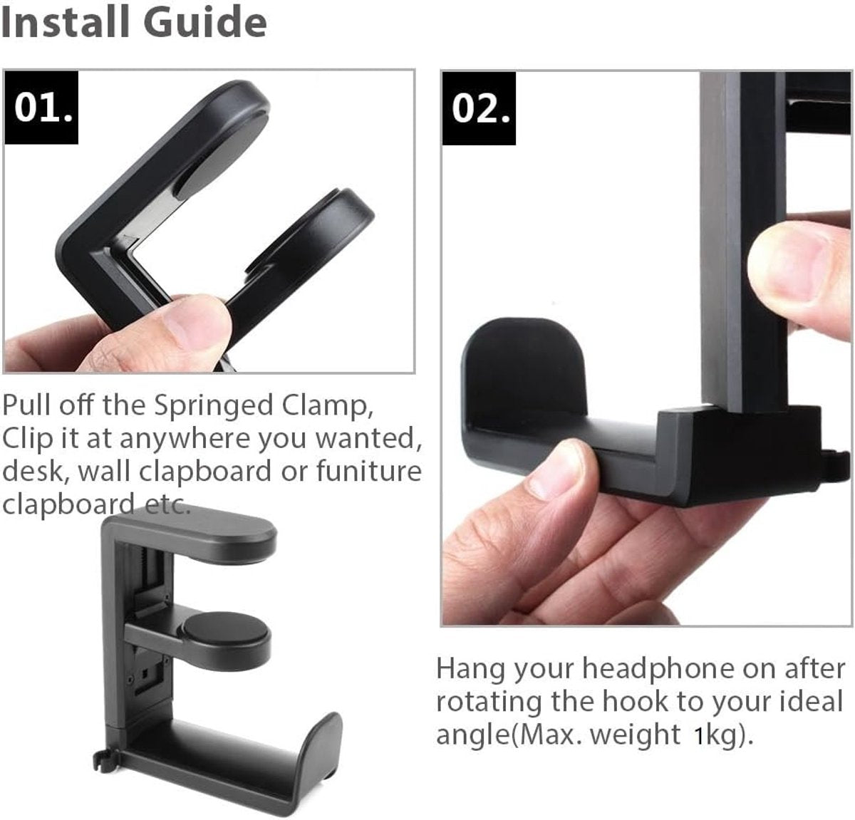 Headset Stand - Headset Holder - Rotating Headset Stand - Gaming Headset Stand - With 360-Degree Rotation and V1188-MS-313-0801
