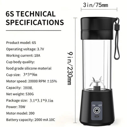 Blender - Mini blender - Smoothie maker - Rechargeable mini blender - Portable blender - Citrus press - Black V1188-MS-313-0806