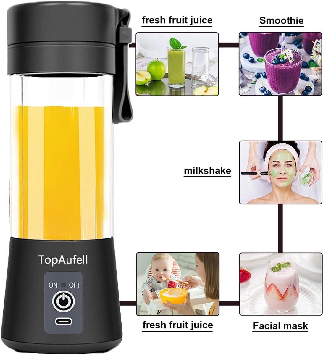 Blender - Mini blender - Smoothie maker - Rechargeable mini blender - Portable blender - Citrus press - Black V1188-MS-313-0806