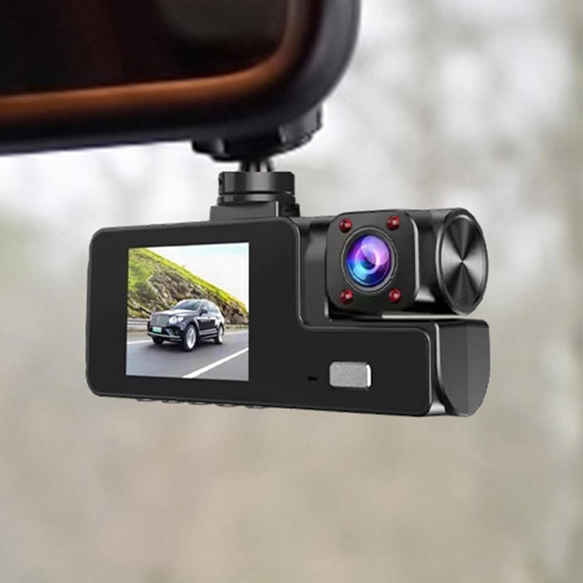 Dashcam - Dual lens 1080p - HD video recorder, wide viewing angle - Loop recording - For safety while V1188-MS-313-0808
