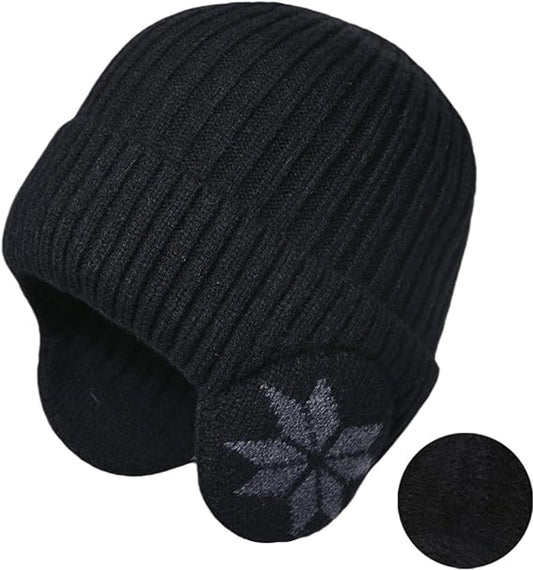 Beanie - Women's Beanie - Men's Beanie - Black Men's Beanie - Thick and Warm Knit Beanie - Unisex - Thermal V1188-MS-313-0812