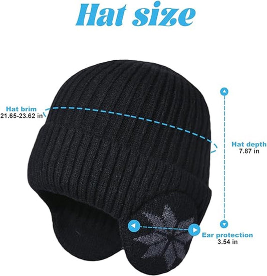 Beanie - Women's Beanie - Men's Beanie - Black Men's Beanie - Thick and Warm Knit Beanie - Unisex - Thermal V1188-MS-313-0812