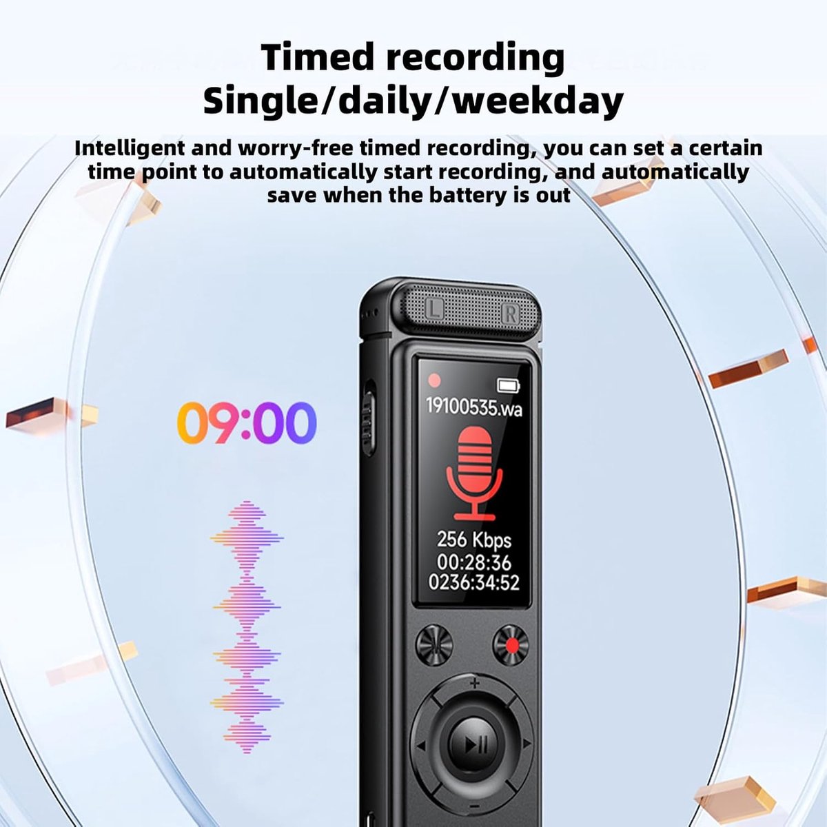 Voice Recorder - Dictaphone - Rechargeable - Portable - Clear Sound - Meetings, Interviews - 64 GB - Black V1188-MS-313-0818