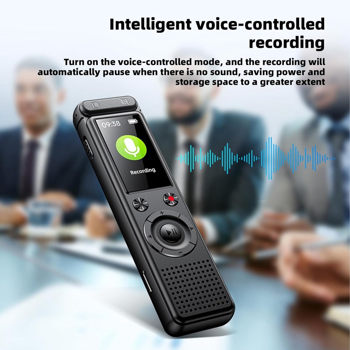 Voice Recorder - Dictaphone - Rechargeable - Portable - Clear Sound - Meetings, Interviews - 64 GB - Black V1188-MS-313-0818