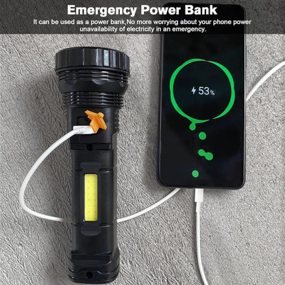 Solar Flashlight - Solar LED Flashlight - USB Rechargeable Solar Flashlight - Emergency Flashlight - 1200 mAh V1188-MS-313-0830