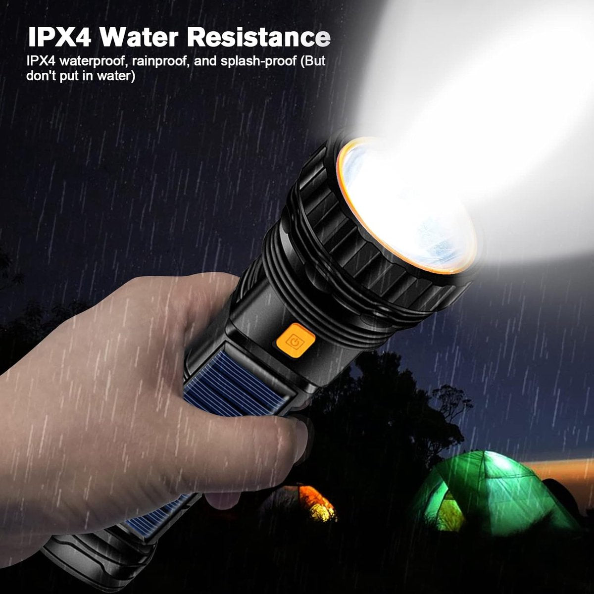 Solar Flashlight - Solar LED Flashlight - USB Rechargeable Solar Flashlight - Emergency Flashlight - 1200 mAh V1188-MS-313-0830