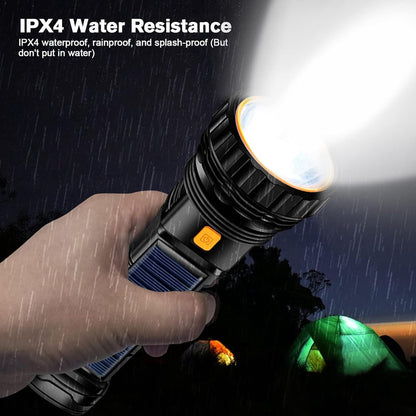 Solar Flashlight - Solar LED Flashlight - USB Rechargeable Solar Flashlight - Emergency Flashlight - 1200 mAh V1188-MS-313-0830