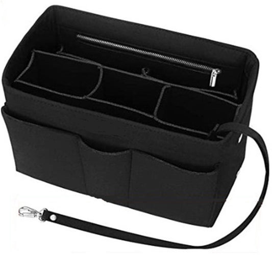 Handbags, shopping bags, women's bag with storage pouch, black V1188-MS-313-0848