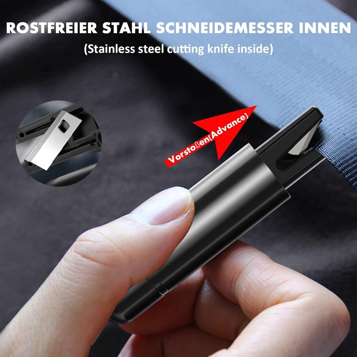 2-in-1 Emergency Car Hammer - Seatbelt Cutter and Window Breaker - Black V1188-MS-313-0866