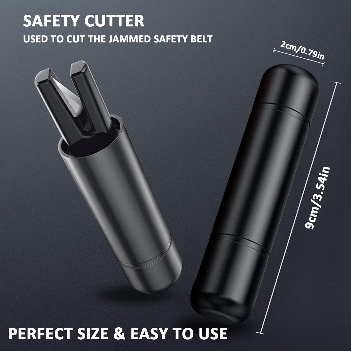 2-in-1 Emergency Car Hammer - Seatbelt Cutter and Window Breaker - Black V1188-MS-313-0866