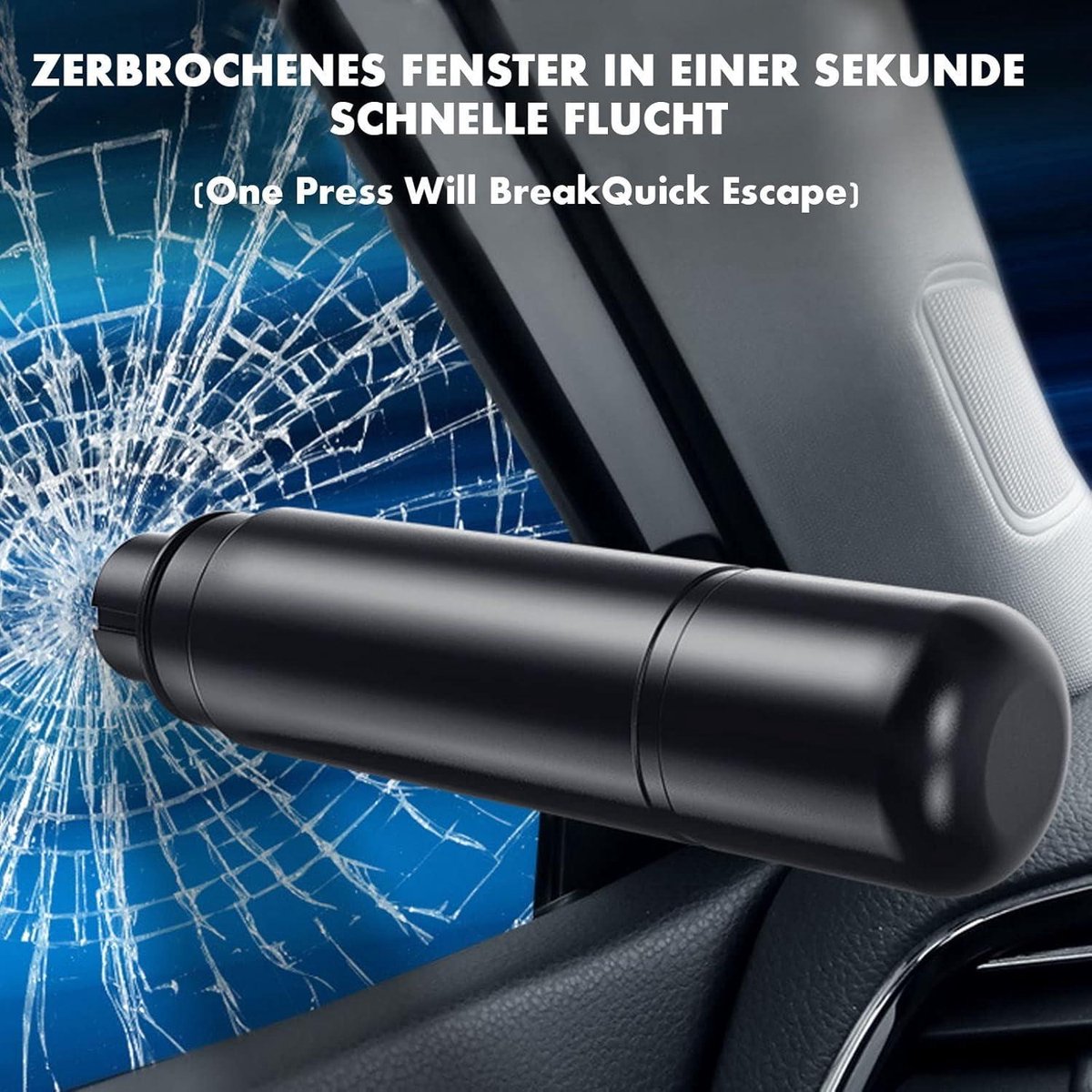 2-in-1 Emergency Car Hammer - Seatbelt Cutter and Window Breaker - Black V1188-MS-313-0866