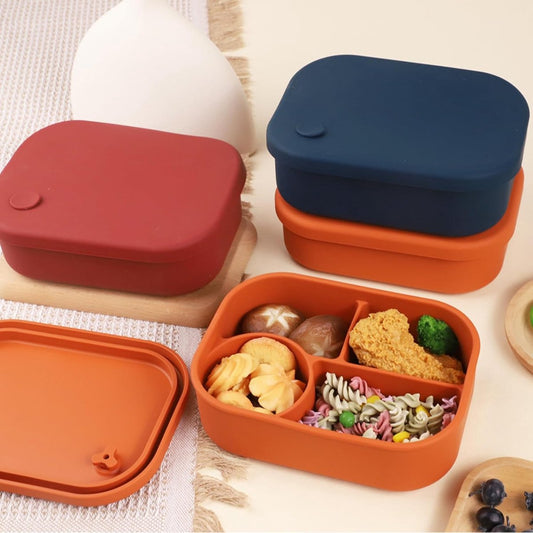 Silicone Lunch Box - For children and adults - Four-compartment lunch box - Leakproof lunch box - For school, V1188-MS-313-0874