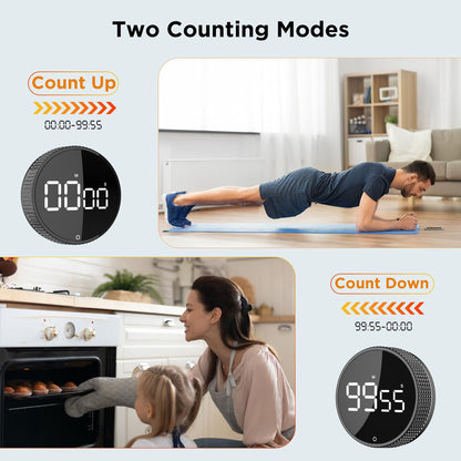 Digital Timer - Digital Kitchen Timer - Smart Timer - LED Display - Magnetic - 360 degrees Rotation - BBQ V1188-MS-313-0882